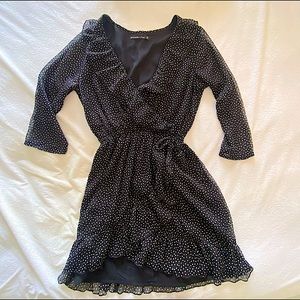 Abercrombie & Fitch faux-wrap front ruffle dot Polka dot mini dress size xs
